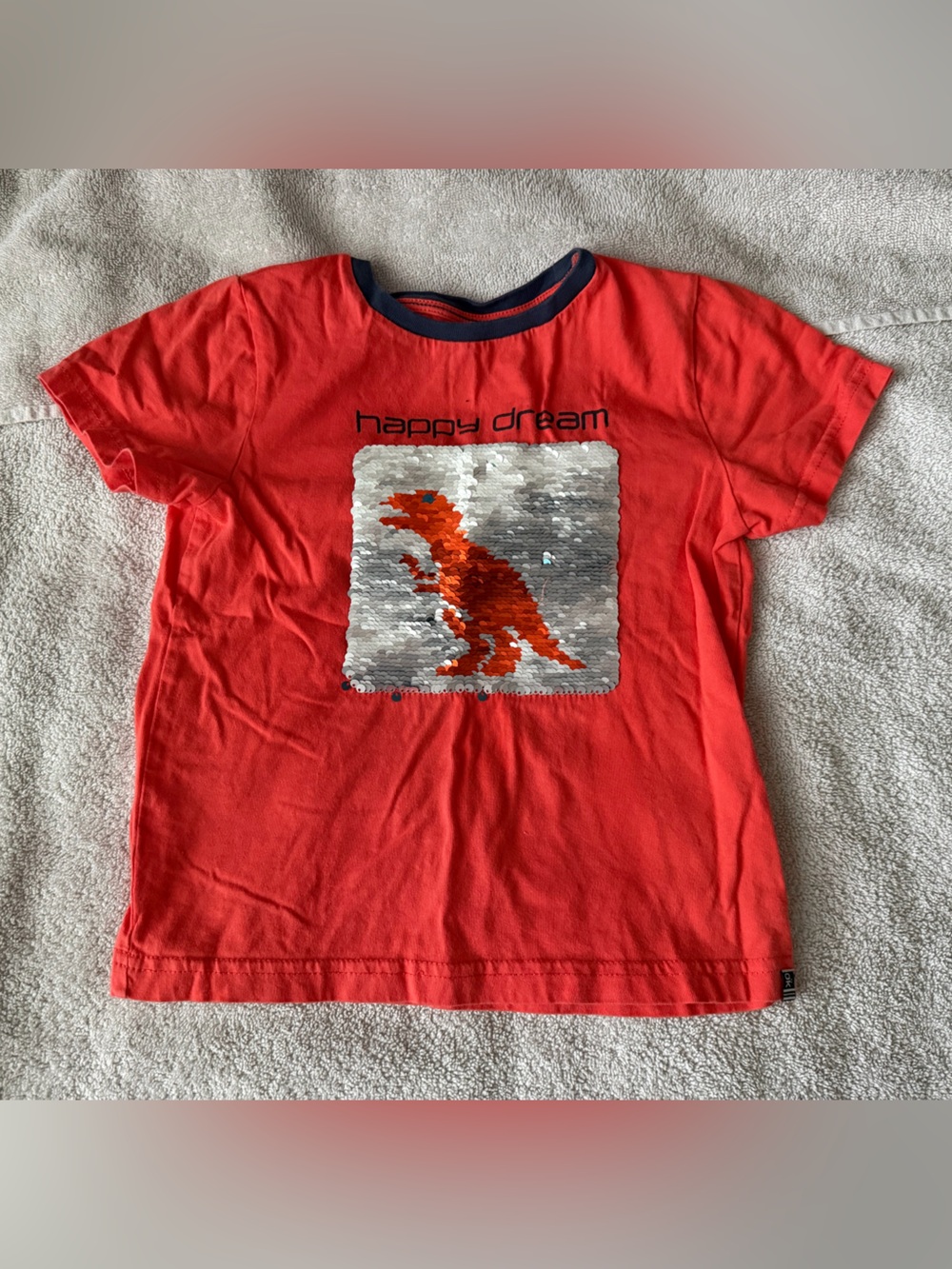 Orange Short-Sleeve Sequin Dinosaur Tee - Happy Dream